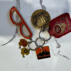 Vintage 49er Keychain with medallion, leather fob, helmet  1980’s